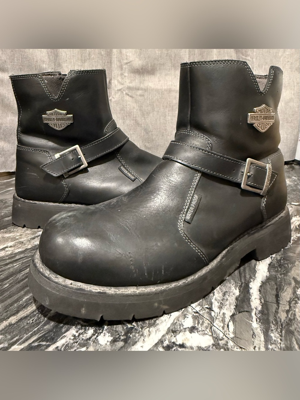 Harley-Davidson Men's Black Waterproof Leather Engineer Boots